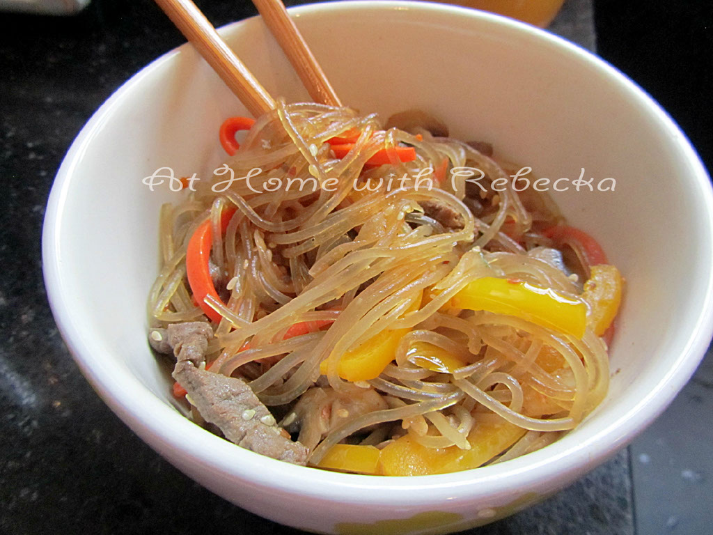 Japchae (Chapchae) - Korean Sweet Potato Noodles and Brussels Sprouts  Kimchi — At Home with Rebecka