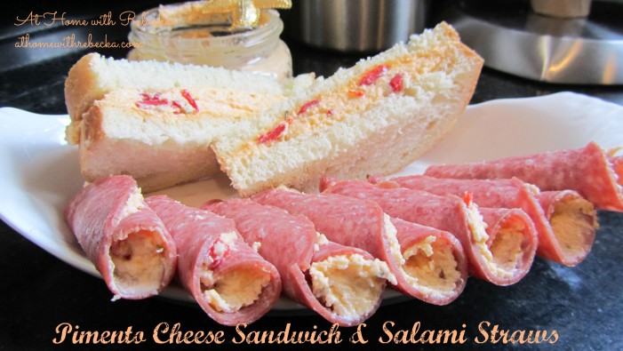 Pimento Cheese Sandwiches with Salami Straws