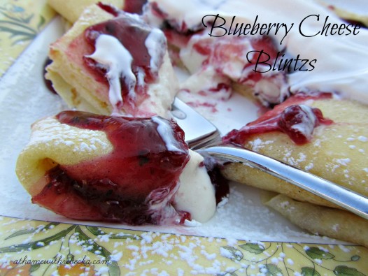 Cheese Blintzes with Blueberry Sauce