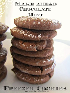 This easy make ahead freezer cookies recipe for chocolate mint cookies is the perfect addition to a holiday cookie platter. Great for cookie exchanges, too!