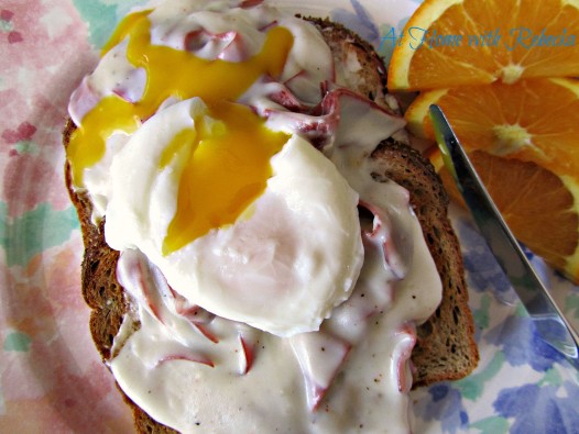 Creamed Chipped Beef on Toast with poached eggs