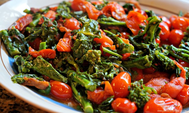 broccoli rabe and sugar plum tomato saute