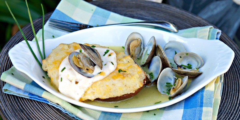 Sweet and Savory Clam Bake Twice Baked Potatoes