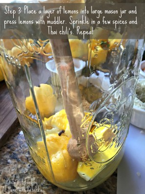 Step 3 in making preserved Meyer lemons