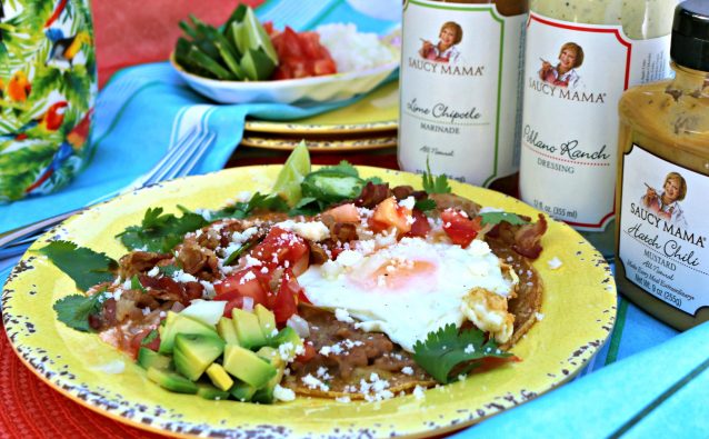 Saucy Mama inspired Huevous Rancheros Mexican breakfast