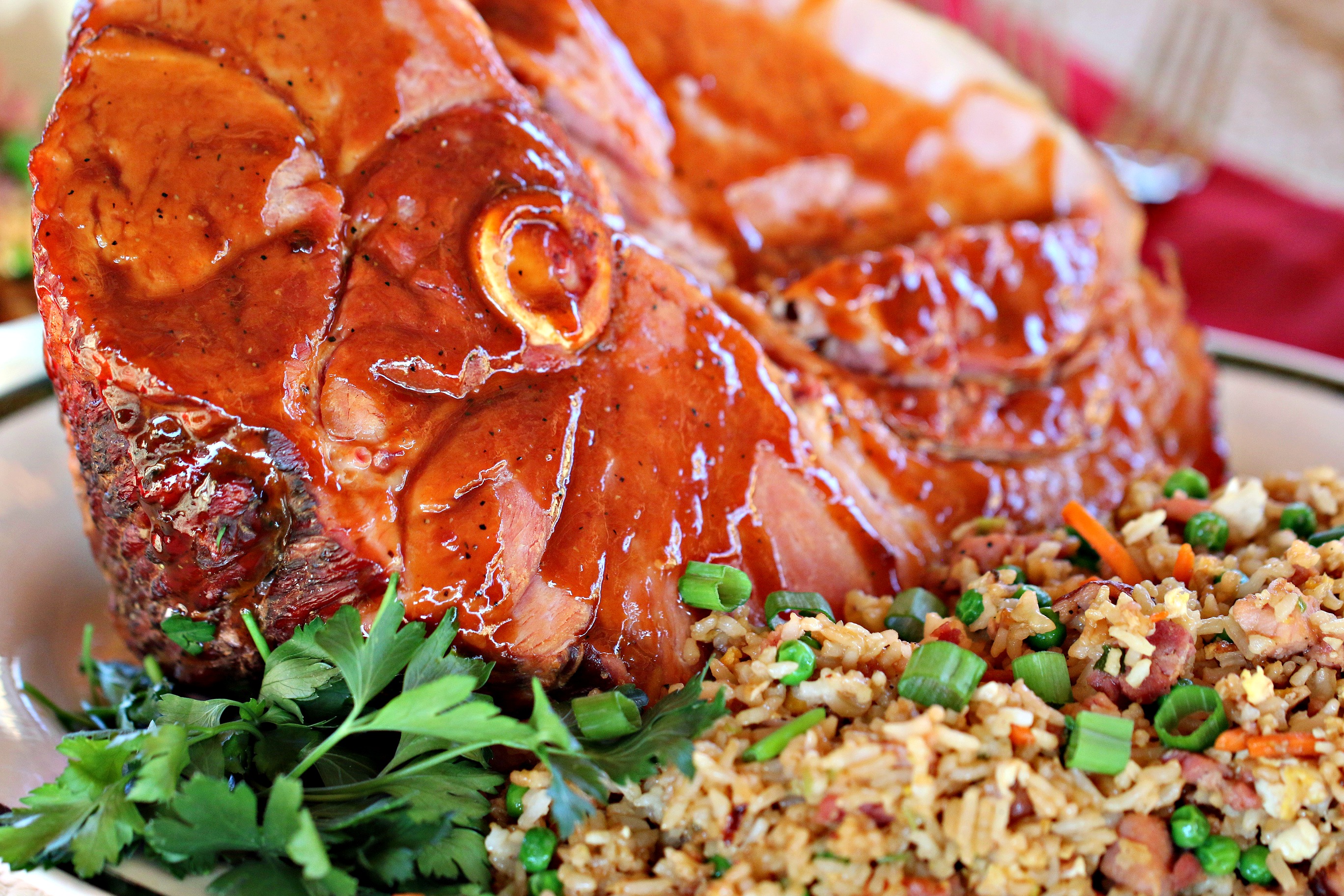 Grilled Asian BBQ BoneIn Ham with Ham Fried Rice — At Home with Rebecka