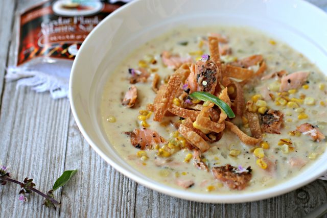 Grilled Salmon Jalapeno and Corn Chowder