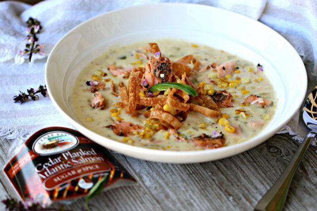 Grilled Salmon Jalapeno and Corn Chowder