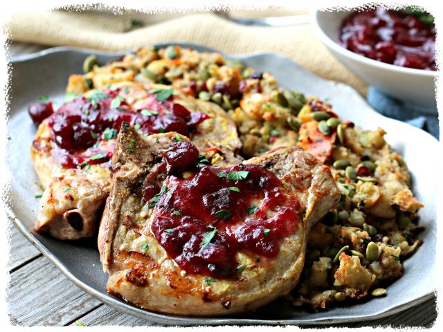 Grilled Pork Chop with Cranberry Sauce