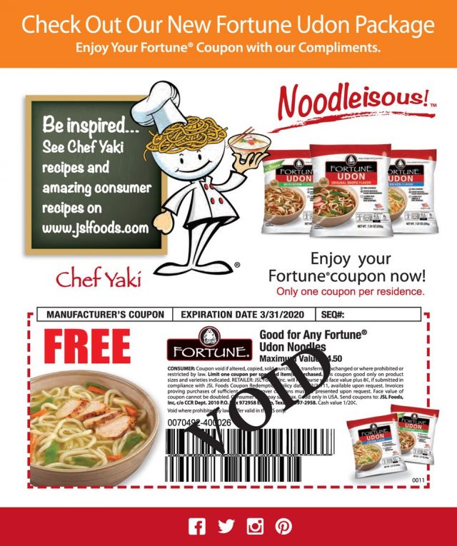 Coupon Fortune Noodle Company FREE