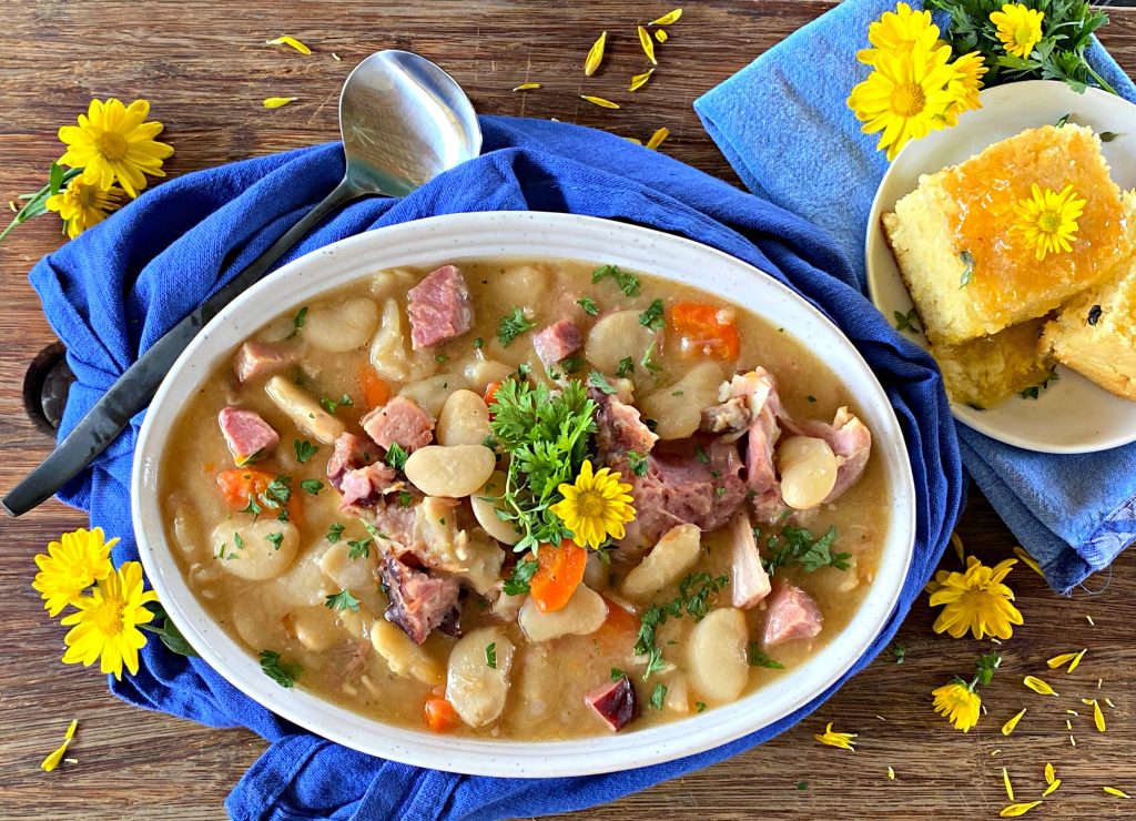 Lima Bean & Ham Stew with Sweet Cornbread Cake — At Home with Rebecka