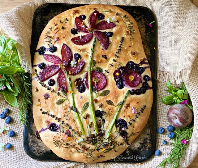 Plumcot Herb Flower Focaccia Art Bread