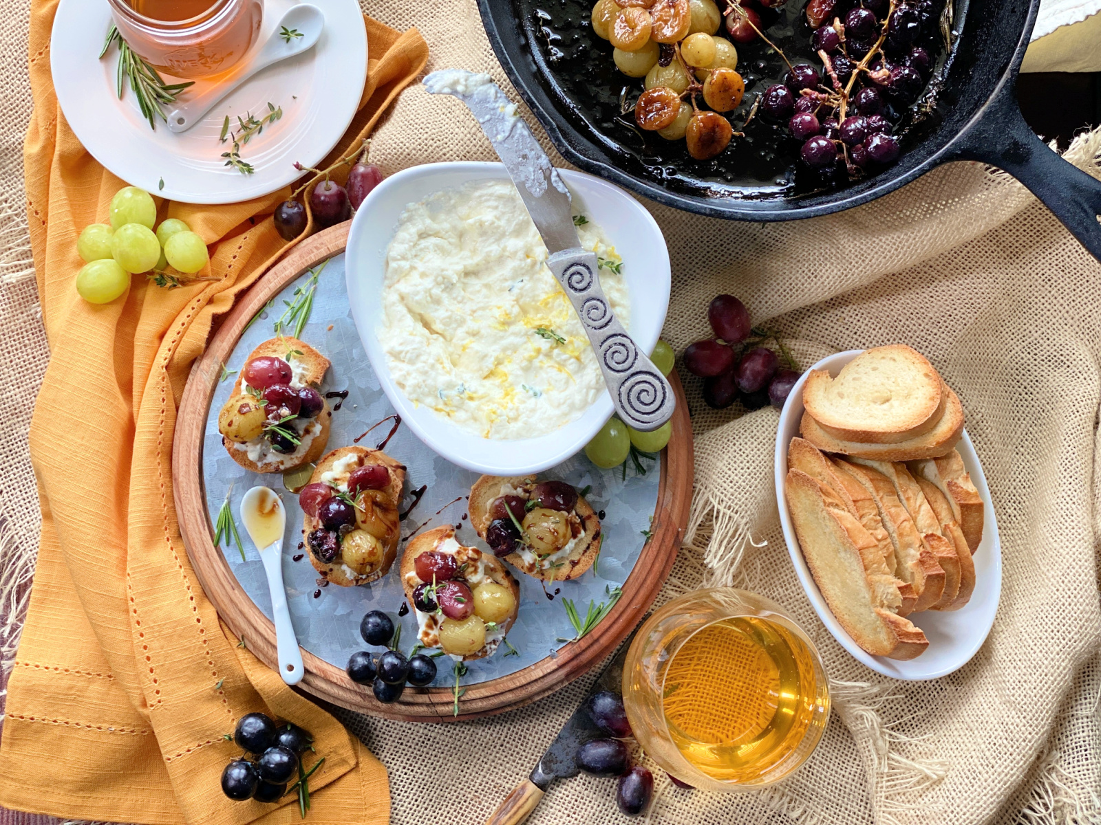 Roasted Grape Crostini Appetizer