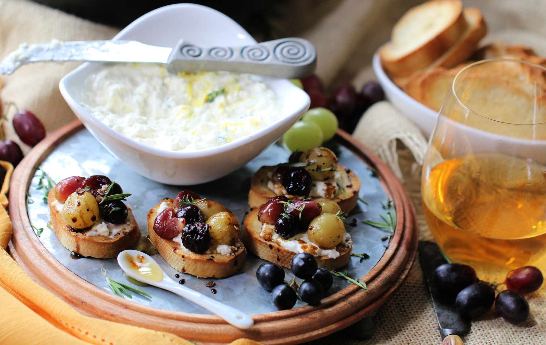 Roasted Grape Crostini Appetizer