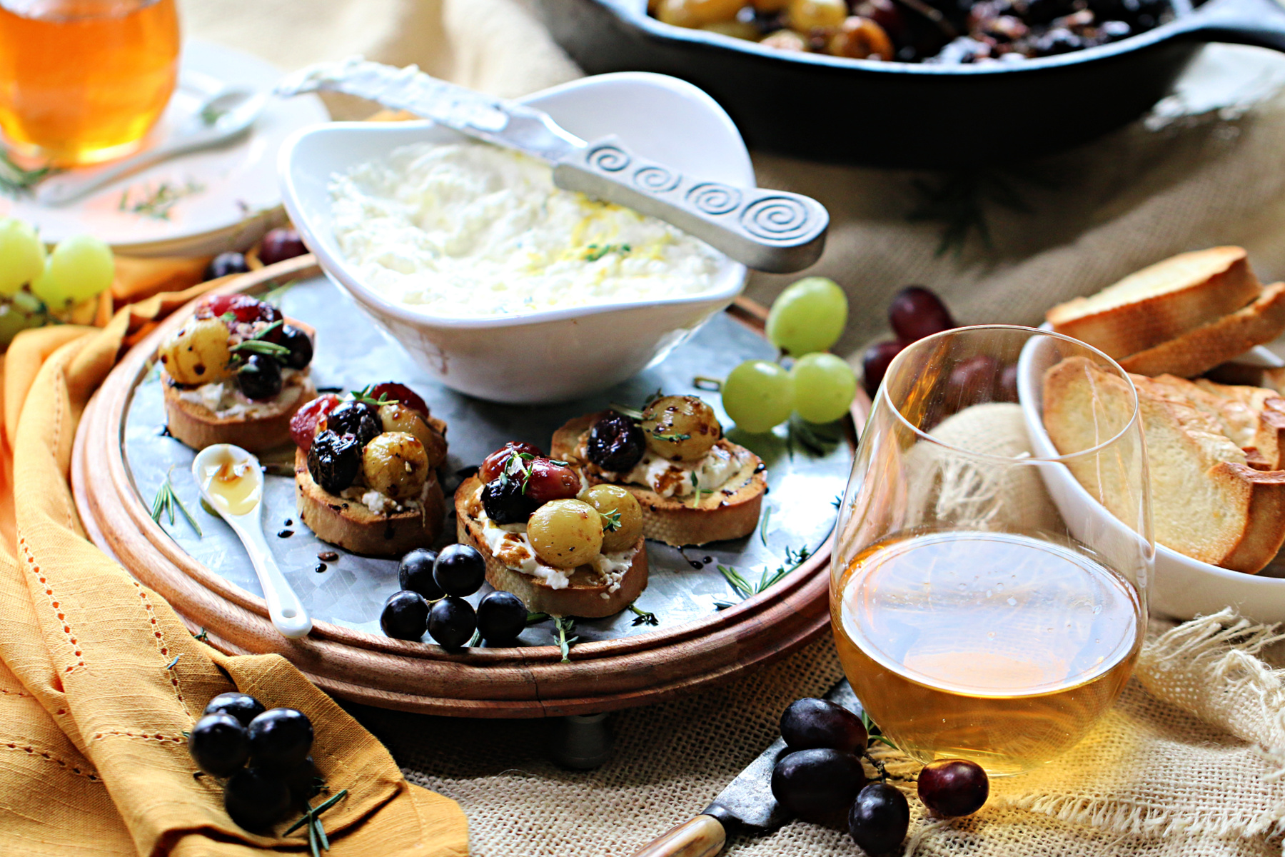 Roasted Grape Crostini Appetizer