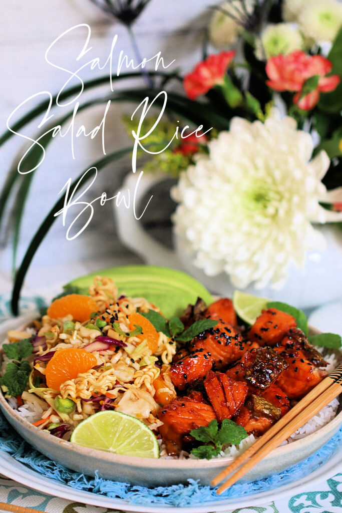 Crispy Skin Salmon Salad Rice Bowl