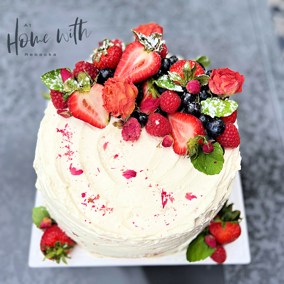 Berry Vanilla Naked Cake with Lemon Whipped Cream - A Latte Food